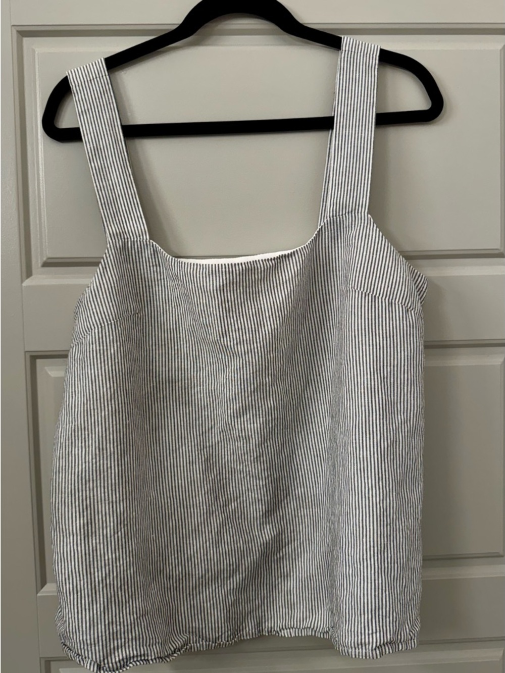 J. Crew Narrow Striped Square-Neck Tank Top - White & Gray